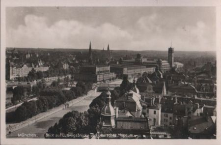 München - Blick auf Ludwigsbrücke und Deutsches Museum - 1940 München - Blick auf Ludwigsbrücke und Deutsches Museum - 1940