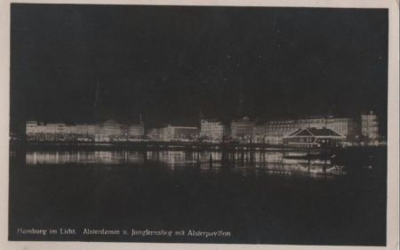 Hamburg - Jungfernstieg mit Alsterpavillon im Licht - 1931 Hamburg - Jungfernstieg mit Alsterpavillon im Licht - 1931