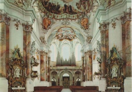 Ottobeuren - Basilika, Blick zur Orgelempore - 1985 Ottobeuren - Basilika, Blick zur Orgelempore - 1985