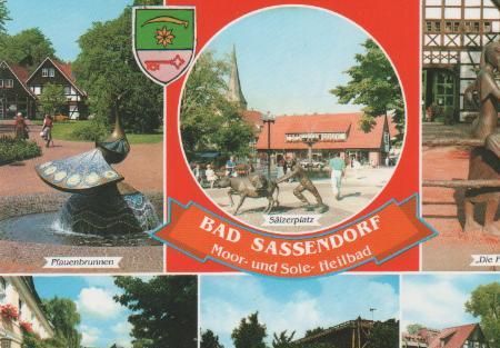 Bad Sassendorf - Pfauenbrunnen, Sälzerplatz, Flüsternde, Kaiserstraße, Gradierwerk, Kurklinik Bad Sassendorf - Pfauenbrunnen, Sälzerplatz, Flüsternde, Kaiserstraße, Gradierwerk, Kurklinik