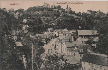 Dresden-Loschwitz - Totalansicht mit Drahtseilbahn - 1928 Dresden-Loschwitz - Totalansicht mit Drahtseilbahn - 1928