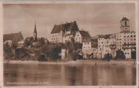 Wasserburg am Inn - Innpartie mit Burg - 1936 Wasserburg am Inn - Innpartie mit Burg - 1936