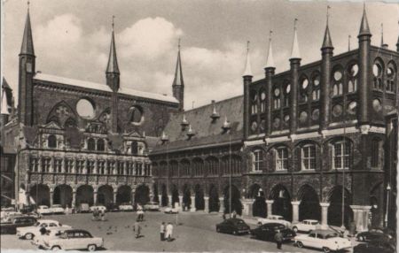 Lübeck - Marktplatz mit Rathaus - 1953 Lübeck - Marktplatz mit Rathaus - 1953