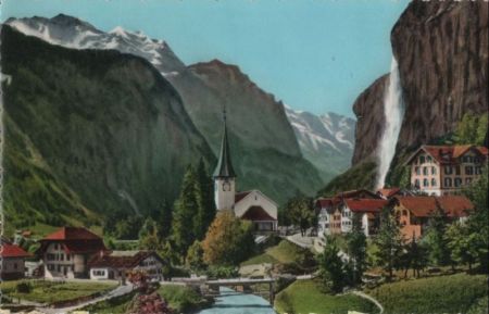 Schweiz - Lauterbrunnen - mit Staubbach - ca. 1965 Schweiz - Lauterbrunnen - mit Staubbach - ca. 1965