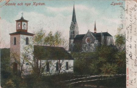 Schweden - Lysekil - Gamla och nya Kyrkan - 1928 Schweden - Lysekil - Gamla och nya Kyrkan - 1928