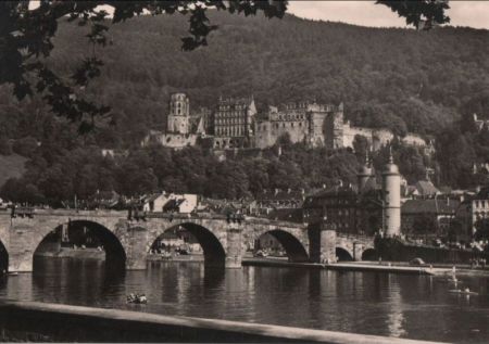 Heidelberg - Alte Brücke mit Schloß - ca. 1955 Heidelberg - Alte Brücke mit Schloß - ca. 1955
