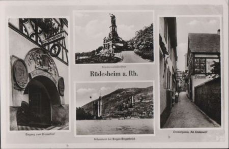 Rüdesheim - u.a. Eingang zum Drosselhof - ca. 1950 Rüdesheim - u.a. Eingang zum Drosselhof - ca. 1950