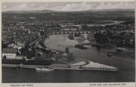 Koblenz - Blick auf das Deutsche Eck - ca. 1960 Koblenz - Blick auf das Deutsche Eck - ca. 1960