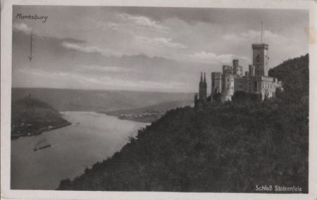 Koblenz, Schloß Stolzenfels - mit der Marksburg - 1951 Koblenz, Schloß Stolzenfels - mit der Marksburg - 1951