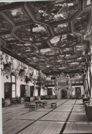 Weikersheim - Schloß, Rittersaal, Blick zum Portal - ca. 1965 Weikersheim - Schloß, Rittersaal, Blick zum Portal - ca. 1965