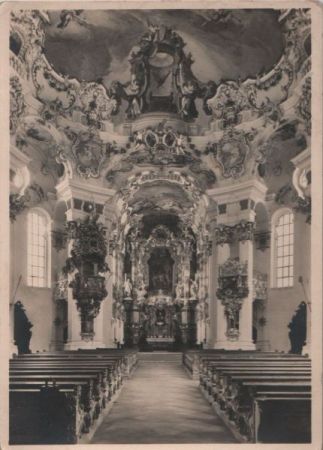 Steingaden-Wieskirche - Längsblick durch den Kirchraum - ca. 1950 Steingaden-Wieskirche - Längsblick durch den Kirchraum - ca. 1950
