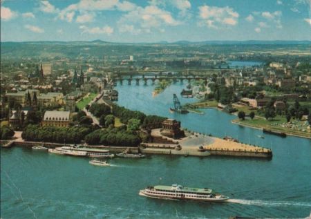 Koblenz - Deutsches Eck mit Moselmündung - ca. 1975 Koblenz - Deutsches Eck mit Moselmündung - ca. 1975