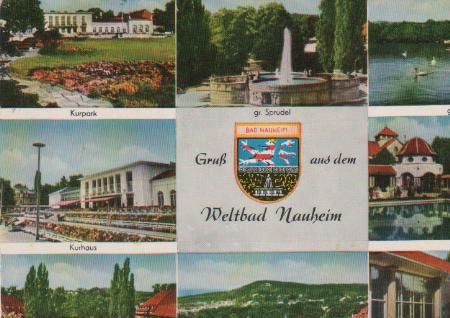 Bad Nauheim - Kurpark, Teich, Kurhaus, Trinkkur, Sprudelhof, Johannisberg, Trinkkuranlage - 1964 Bad Nauheim - Kurpark, Teich, Kurhaus, Trinkkur, Sprudelhof, Johannisberg, Trinkkuranlage - 1964