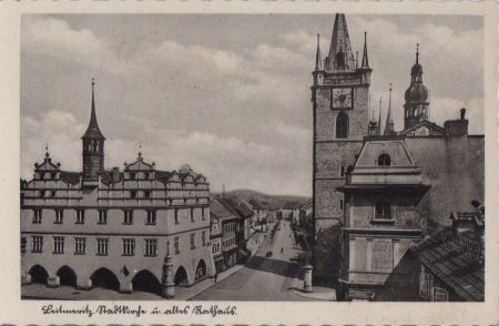 Leitmeritz - Stadtkirche und altes Rathaus - 1941 Leitmeritz - Stadtkirche und altes Rathaus - 1941