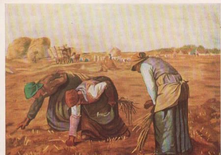 Ährenleserinnen von Millet - mundgemalt - ca. 1955 Ährenleserinnen von Millet - mundgemalt - ca. 1955