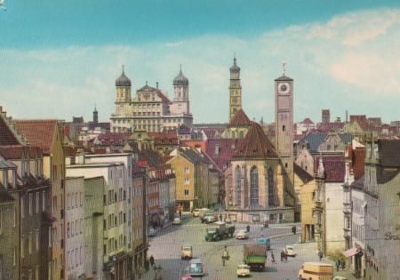 Augsburg - Jakobskirche, Rathaus und Perlachturm - ca. 1980 Augsburg - Jakobskirche, Rathaus und Perlachturm - ca. 1980