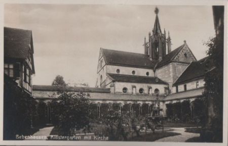 Tübingen-Bebenhausen - Klostergarten mit Kirche - 1930 Tübingen-Bebenhausen - Klostergarten mit Kirche - 1930