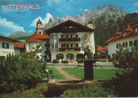 Mittenwald - Im Gries mit Pfarrkirche - 1998 Mittenwald - Im Gries mit Pfarrkirche - 1998