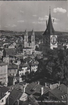 Schweiz - Zürich - Großmünster und St. Peter - ca. 1960 Schweiz - Zürich - Großmünster und St. Peter - ca. 1960