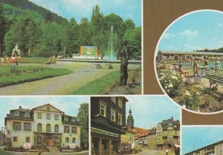 Ilmenau - Anlage am Kreiskulturhaus, Schwimmsportstätte Deutsch-Polnische Freundschaft, Blick zum Museum, Ilmenau - Anlage am Kreiskulturhaus, Schwimmsportstätte Deutsch-Polnische Freundschaft, Blick zum Museum,