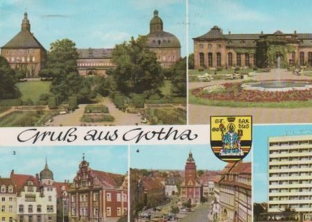 Gotha - Schloss Friedenstein, Orangerie, Rathaus, Am Markt, Hochhaus am Leninplatz - 1974 Gotha - Schloss Friedenstein, Orangerie, Rathaus, Am Markt, Hochhaus am Leninplatz - 1974