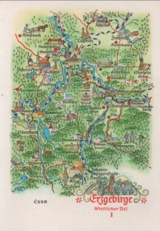 Erzgebirge - westlicher Teil, Übersichtskarte - 1975 Erzgebirge - westlicher Teil, Übersichtskarte - 1975