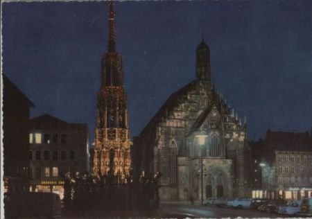 Nürnberg - Schöner Brunnen und Frauenkirche - 1963 Nürnberg - Schöner Brunnen und Frauenkirche - 1963