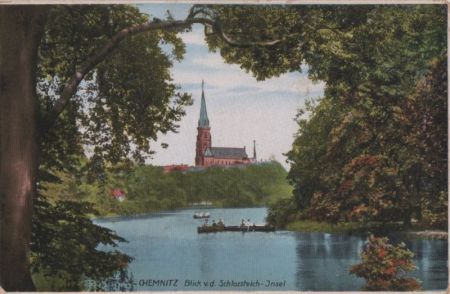 Chemnitz - Blick von der Schlossteich-Insel - ca. 1920 Chemnitz - Blick von der Schlossteich-Insel - ca. 1920