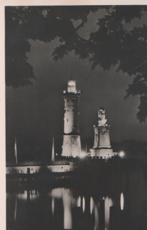 Lindau - Hafeneinfahrt nachts - ca. 1955 Lindau - Hafeneinfahrt nachts - ca. 1955