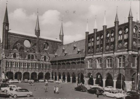 Lübeck - Marktplatz mit Rathaus - ca. 1960 Lübeck - Marktplatz mit Rathaus - ca. 1960
