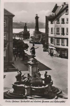 Lindau - Reichsplatz mit Lindavia Brunnen - 1954 Lindau - Reichsplatz mit Lindavia Brunnen - 1954