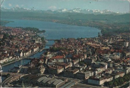 Schweiz - Zürich - Flugaufnahme mit See und Alpen - 1976 Schweiz - Zürich - Flugaufnahme mit See und Alpen - 1976