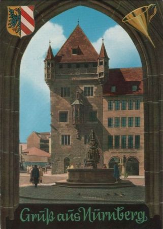 Nürnberg - Nassauerhaus und Tugendbrunnen - ca. 1980 Nürnberg - Nassauerhaus und Tugendbrunnen - ca. 1980