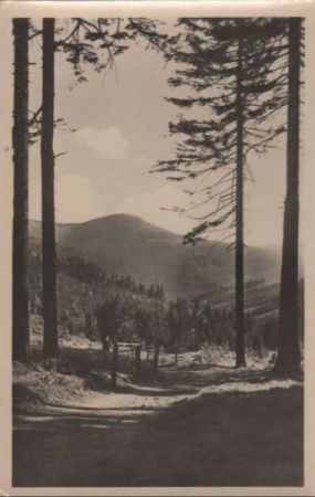 Oberhof - Fußweg zum Bahnhof mit Spitziger Berg - ca. 1955 Oberhof - Fußweg zum Bahnhof mit Spitziger Berg - ca. 1955