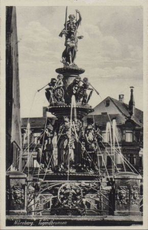 Nürnberg - Tugendbrunnen - ca. 1955 Nürnberg - Tugendbrunnen - ca. 1955