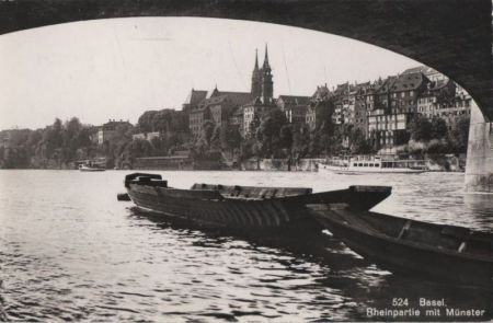 Schweiz - Basel - Rheinpartie mit Münster - 1955 Schweiz - Basel - Rheinpartie mit Münster - 1955