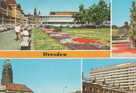 Dresden - Glasbrunnen am Pirnaischen Platz, Altmarkt, Rathaus, Prager Straße - 1979 Dresden - Glasbrunnen am Pirnaischen Platz, Altmarkt, Rathaus, Prager Straße - 1979