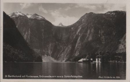 Schönau - St. Bartholomä - Funtensee und Grünseelauern - ca. 1930 Schönau - St. Bartholomä - Funtensee und Grünseelauern - ca. 1930