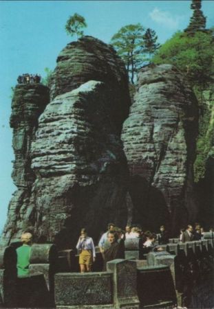Sächsische Schweiz - Basteibrücke und Basteiaussicht - 1972 Sächsische Schweiz - Basteibrücke und Basteiaussicht - 1972