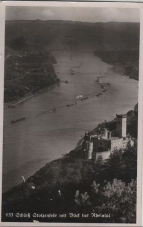 Koblenz, Schloß Stolzenfels - Blick ins Rheintal - ca. 1955 Koblenz, Schloß Stolzenfels - Blick ins Rheintal - ca. 1955