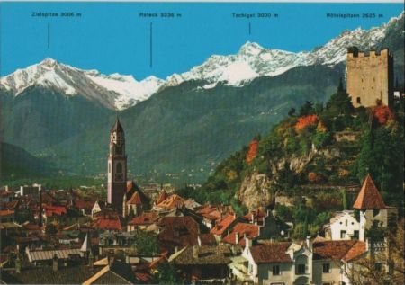 Italien - Meran - Merano - Panorama gegen Texelgruppe - ca. 1985 Italien - Meran - Merano - Panorama gegen Texelgruppe - ca. 1985