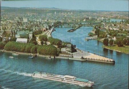 Koblenz - Deutsches Eck mit Moselmündung - ca. 1980 Koblenz - Deutsches Eck mit Moselmündung - ca. 1980