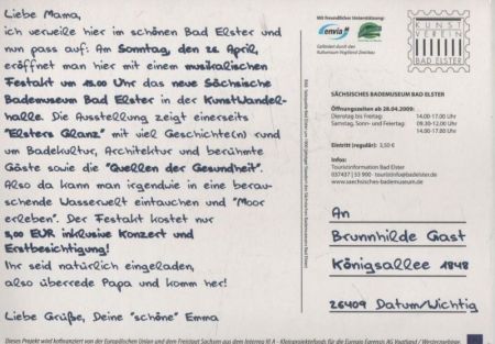 Bad Elster - bedruckte Werbekarte - Bademuseum Bad Elster - bedruckte Werbekarte - Bademuseum