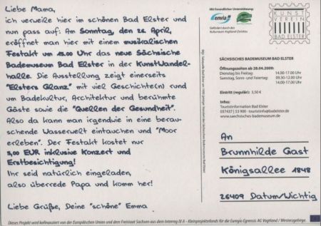 Bad Elster - bedruckte Werbekarte - Bademuseum Bad Elster - bedruckte Werbekarte - Bademuseum