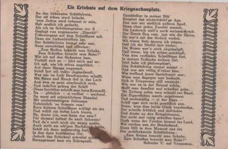 Kriegsschauplatz Erlebnisschilderung Kriegsschauplatz Erlebnisschilderung