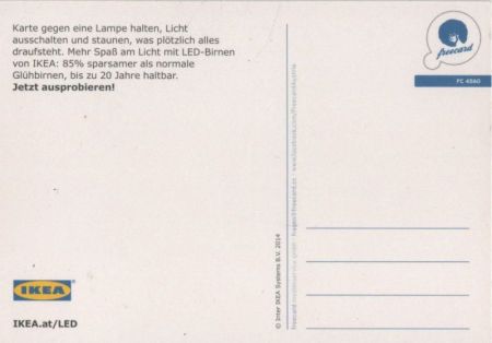 Werbekarte Ikea mit Lichteffekt Werbekarte Ikea mit Lichteffekt
