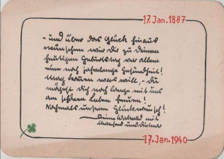 Glückwunschtext 1887 - 1940 Glückwunschtext 1887 - 1940