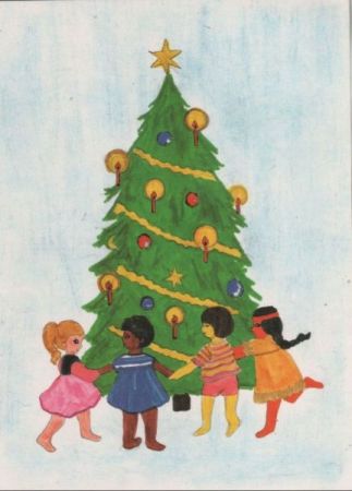 Kinder am Weihnachtsbaum Kinder am Weihnachtsbaum