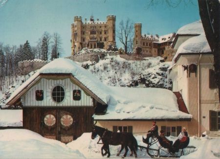 Schwangau, Hohenschwangau - Winter vor dem Schloss Schwangau, Hohenschwangau - Winter vor dem Schloss