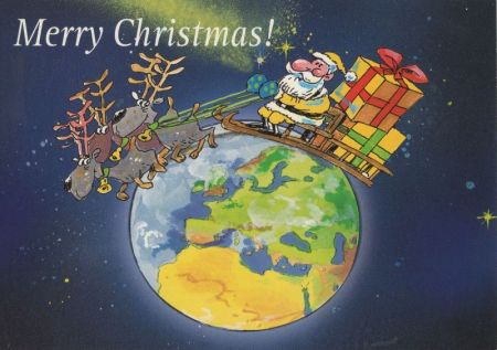 Merry Christmas Schlitten auf Erde Merry Christmas Schlitten auf Erde